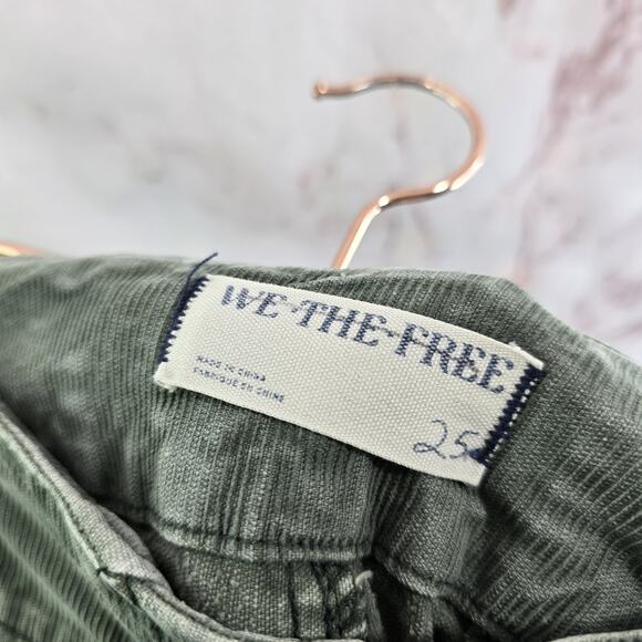Free People Pants Womens 25 Green Corduroy High Rise Flare Bell Bottoms We The - Picture 3 of 13